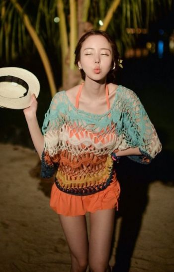 韓版  波希米亞風針織罩衫
